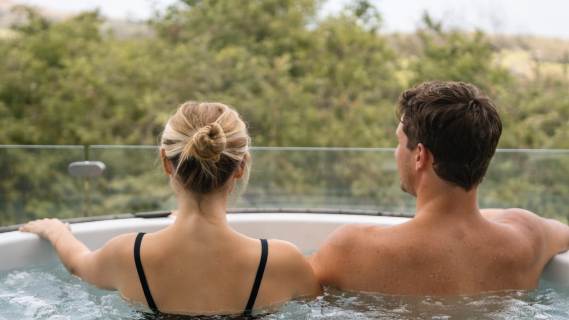 Couple enjoying hot tub in a two night spa package in Wicklow