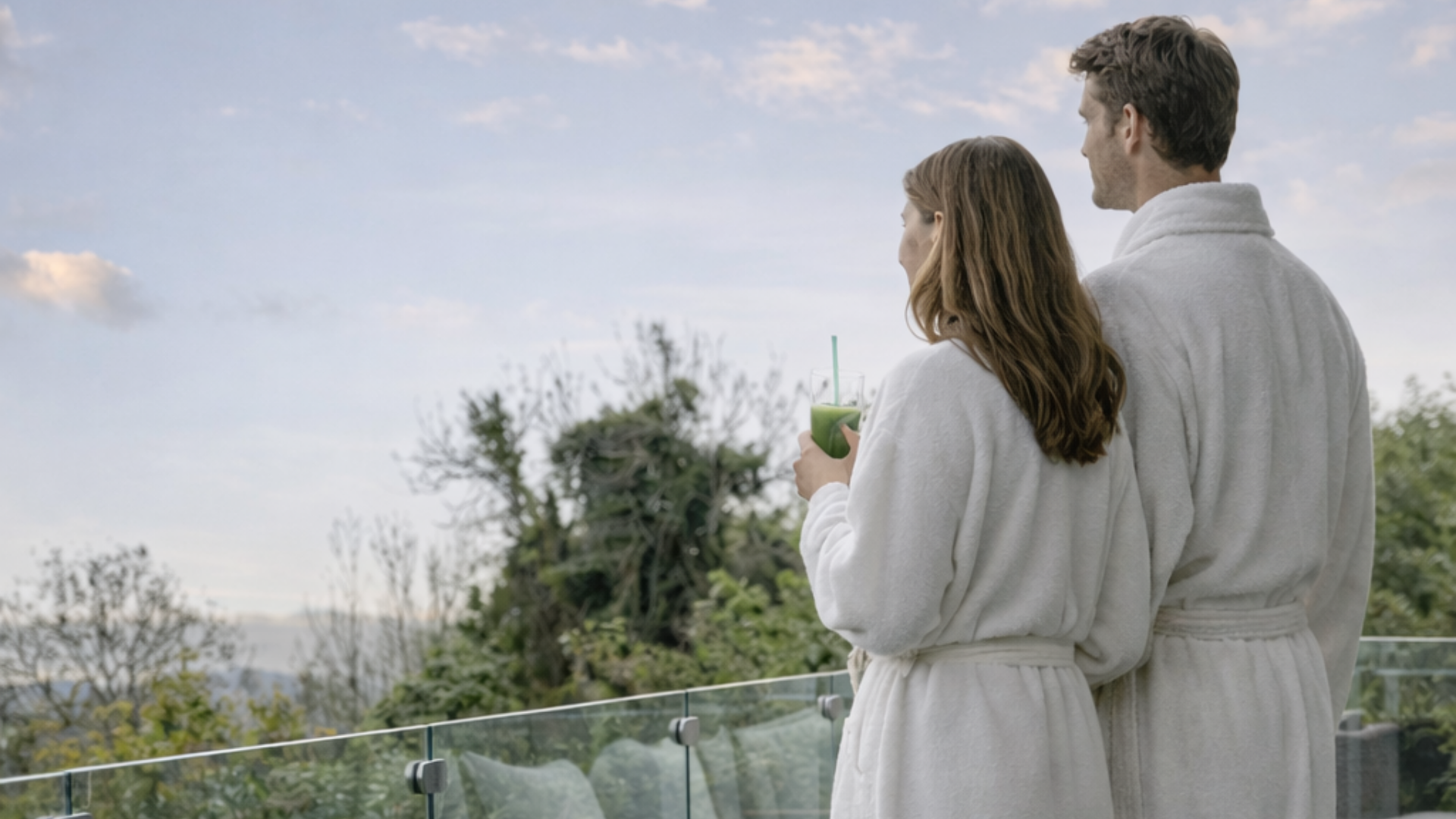 Couple in robes enjoying a wellness spa retreat in Wicklow